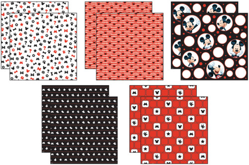 EK Disney Paper Pack 12"X12" 10/Pkg-Mickey Black, White & Red; 5 Designs/2ea DBMPP