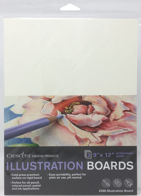 Crescent Illustration Board 3/Pkg-9"X12" White 3000912 - 093924194375