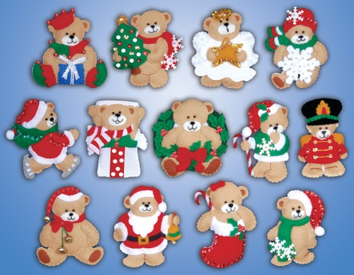 Design Works Felt Ornament Applique Kit 3"X4" Set Of 13-Lots Of Bears - DW5394 - 021465053943 Design Works Felt Ornament Applique Kit 3"X4" Set Of 13-Lots Of Bears - DW5394 - 021465053943