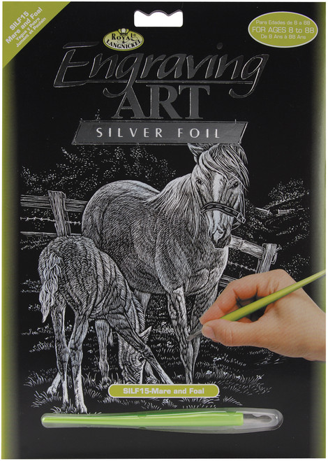 Royal & Langnickel(R) Silver Foil Engraving Art Kit 8"X10"-Mare & Foal - SILVFL-15 - 090672013163