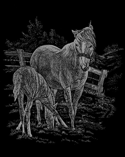 Royal & Langnickel(R) Silver Foil Engraving Art Kit 8"X10"-Mare & Foal - SILVFL-15