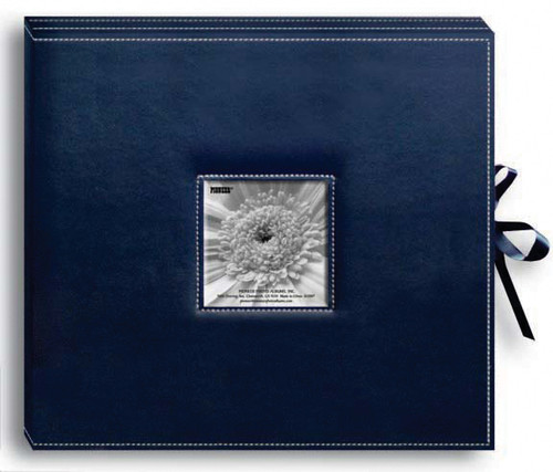 Pioneer 3-Ring Sewn Leatherette Album Box 13"X14.5"-Navy Blue SBX-12NB - 023602622975