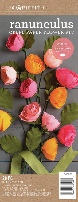 Lia Griffith Crepe Paper Flower Kit-Ranunculus LG40003 - 084001400038