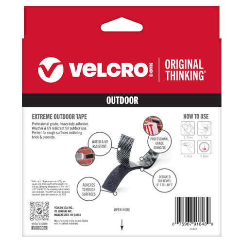 VELCRO(R) Brand Extreme Outdoor Tape 1"X10'-Black - 91843 VELCRO(R) Brand Extreme Outdoor Tape 1"X10'-Black - 91843