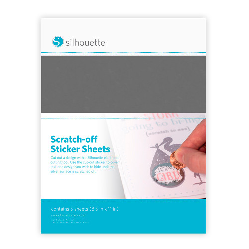 Silhouette Printable Scratch-Off Sticker Sheets 8.5"X11" 5pk-Silver MEDIASCR-SILV - 814792019092