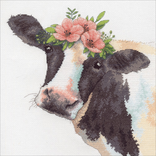 Dimensions Counted Cross Stitch Kit 12"X12"-Sweet Cow (14 Count) 70-35386