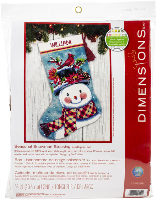 Dimensions Stocking Needlepoint Kit 16" Long-Seasonal Snowman Stitched In Wool 71-09159 - 088677091590