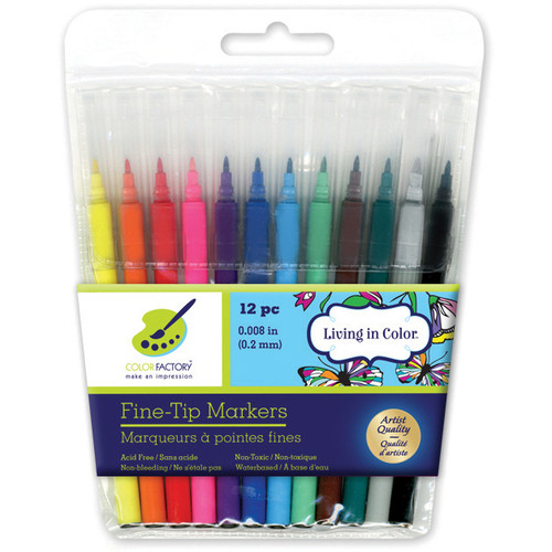 Color Factory Living In Color Markers .2mm Fine Tip 12/Pkg-Multicolor - PA470 - 775749206142