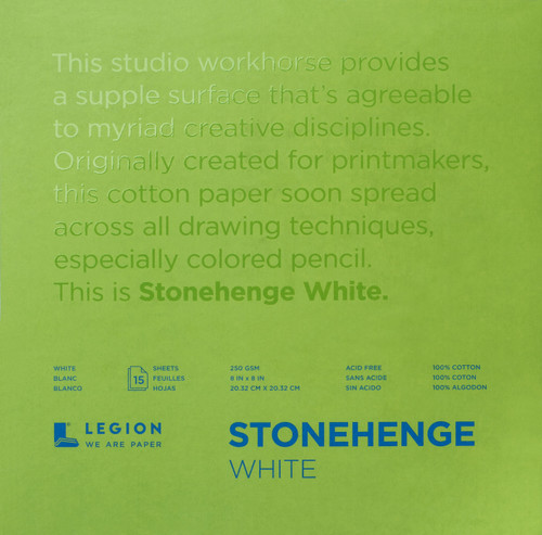 Stonehenge Paper Pad 8"X8" 15 Sheets/Pkg-White 90lb SWP8X8 - 645248434592