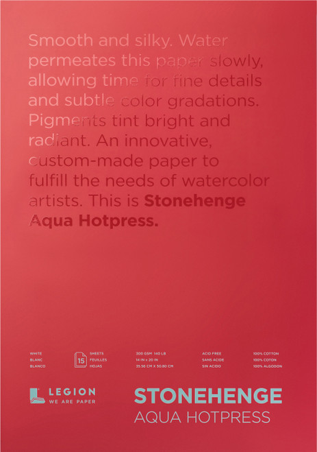 Stonehenge Aqua Block Hotpress Pad 12"X16" 15 Sheets/Pkg-White 140lb SQH12X16 - 645248440791