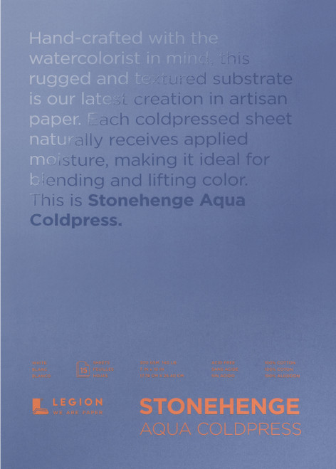 Stonehenge Aqua Block Coldpress Pad 7"X10" 15 Sheets/Pkg-White 140lb SQC7X10 - 645248440708