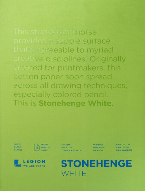 Stonehenge Paper Pad 9"X12" 15 Sheets/Pkg-White 90lb - SWP9X12 - 645248434608