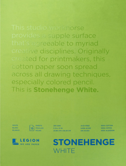 Stonehenge Paper Pad 9"X12" 15 Sheets/Pkg-White 90lb SWP9X12 - 645248434608