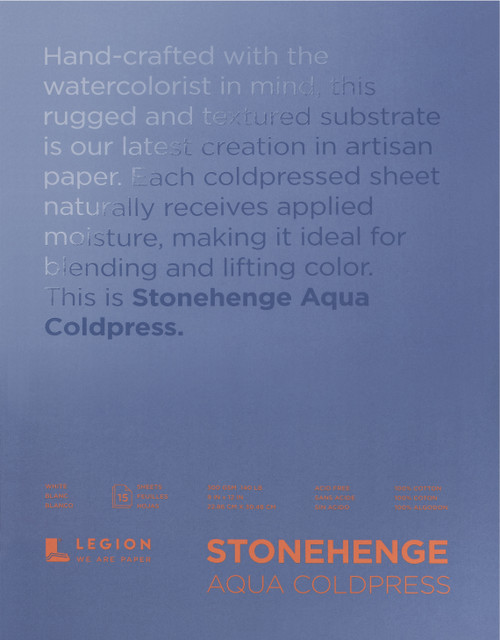 Stonehenge Aqua Block Coldpress Pad 9"X12" 15 Sheets/Pkg-White 140lb SQC9X12 - 645248440715