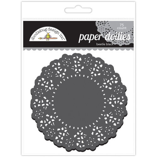 Doodlebug Doilies 4.5" 75/Pkg-Beetle Black - DD-4462