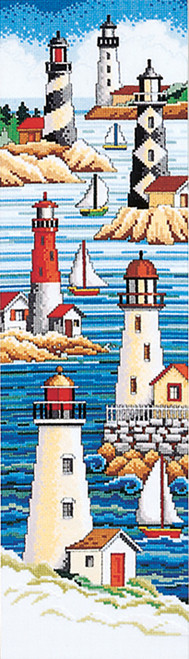 Janlynn Counted Cross Stitch Kit 6"X21"-Lighthouses (14 Count) 13-0229
