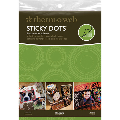Thermoweb Sticky Dot Die-Cut Adhesive Sheets-8.5"X11" 8/Pkg - 4052 - 000943040521