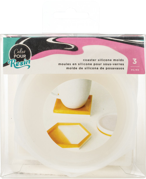 American Crafts Color Pour Resin Mold 3/Pkg-Coaster - Circle, Square & Hexagon - 356725 - 718813567251