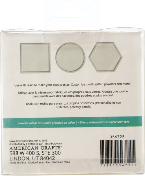 American Crafts Color Pour Resin Mold 3/Pkg-Coaster Circle, Square & Hexagon 356725