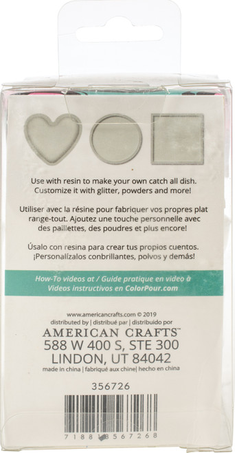 American Crafts Color Pour Resin Mold 3/Pkg-Catch All Dish - Square, Circle & Heart - 356726 American Crafts Color Pour Resin Mold 3/Pkg-Catch All Dish - Square, Circle & Heart - 356726