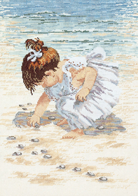 Janlynn Counted Cross Stitch Kit 12"X16"-Collecting Shells (14 Count) - 29-0019 - 049489290199