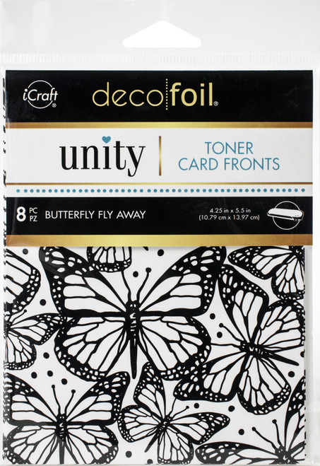Deco Foil Toner Card Fronts By Unity 4.25"X5.5" 8/Pkg-Butterfly Fly Away 19047 - 000943190479