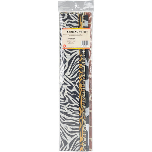 Hygloss Tissue Paper 20"X30" 20/Pkg-4 Each Of 5 Animal Designs - 88209 - 081187882092
