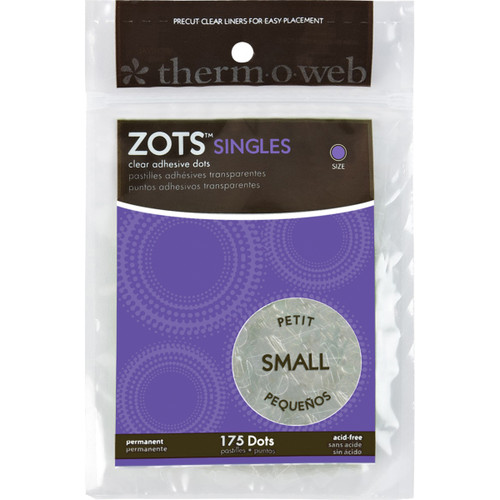 Thermoweb Zots Singles Clear Adhesive Dots -Small 3/16"X1/64" Thick 175/Pkg 36-90 - 000943036906