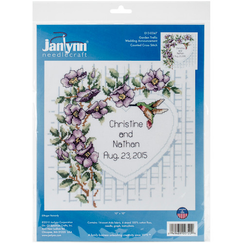 Janlynn Counted Cross Stitch Kit 10"X10"-Garden Trellis (14 Count) - 13-0347 - 049489007209