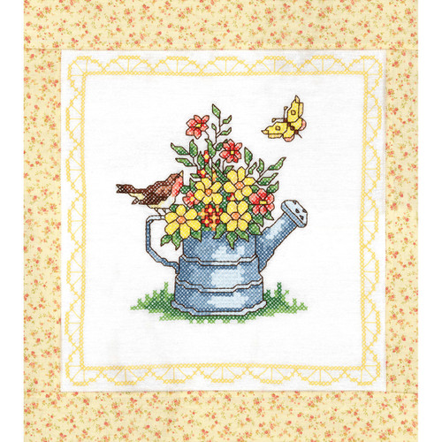 Janlynn Stamped Cross Stitch Quilt Blocks 15"X15" 6/Pkg-Spring Watering Cans - 21-1778 Janlynn Stamped Cross Stitch Quilt Blocks 15"X15" 6/Pkg-Spring Watering Cans - 21-1778
