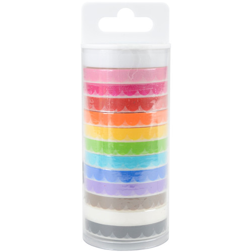 Doodlebug Monochromatic Washi Tape 8mmx12yds 12/Pkg-Scallop MONOWT-4800 - 842715048003