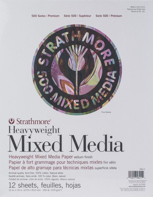 Strathmore 500 Series Heavyweight Mixed Media Pad 11"X14"-12 Sheets 62584110 - 012017584114