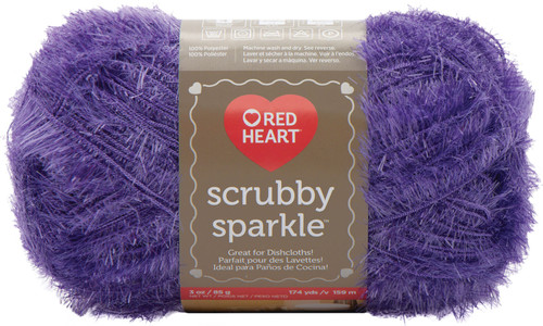Red Heart Scrubby Sparkle Yarn-Grape - E851-8570 - 073650013331