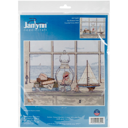 Janlynn Counted Cross Stitch Kit 14"X11"-Sea Breeze Vista (14 Count) 07-0400 - 049489008244