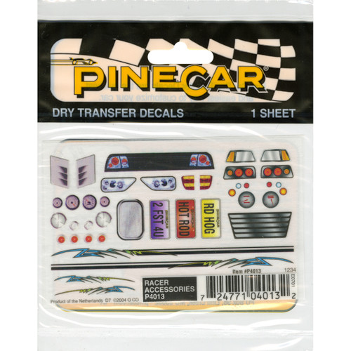 Pine Car Derby Dry Transfer Decal 3"X2.5" Sheet-Racer Accessories - P4013 - 724771040132