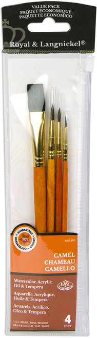 Royal & Langnickel(R) Sable/Camel Value Pack Brush Set-4/Pkg 9112 - 090672226228