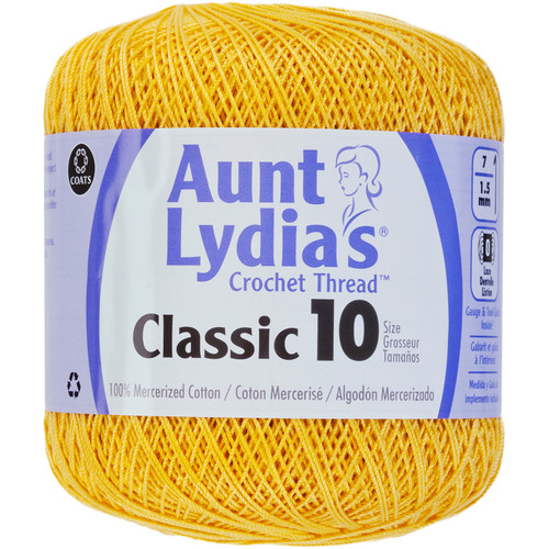 Aunt Lydia's Classic Crochet Thread Size 10-Golden Yellow 154-422 - 073650767371