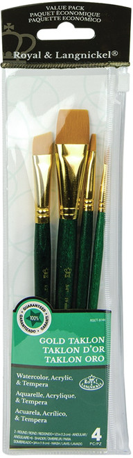 Royal & Langnickel(R) Gold Taklon Value Pack Brush Set-4/Pkg 9144 - 090672225832