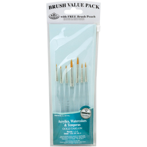Royal & Langnickel Gold Taklon Detail Brush Value Pack 7/Pkg- - RSET9158 - 090672204097 Royal & Langnickel Gold Taklon Detail Brush Value Pack 7/Pkg- - RSET9158 - 090672204097