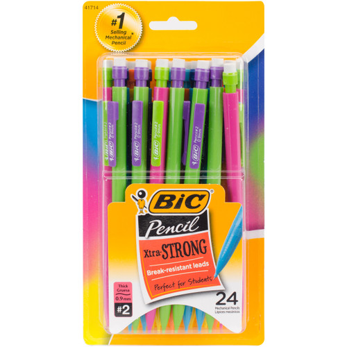 BIC Xtra Strong Mechanical Pencils 24/Pkg-Assorted Barrels -MPLWP241 - 070330417144