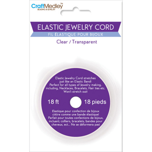 Craft Medley Elastic Jewelry Cord .8mmX18'-Clear CC560-B - 775749063035