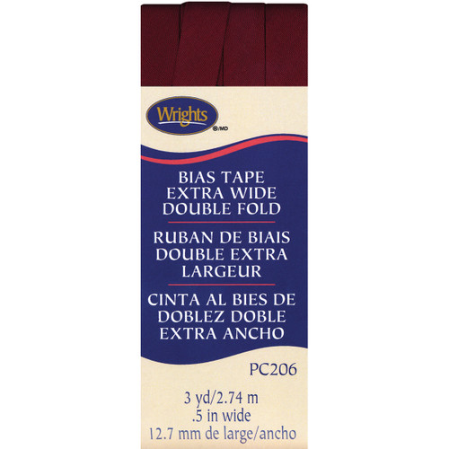 Wrights Double Fold Bias Tape .5"X3yd-Ox Blood - 117-206-2303 - 070659895241