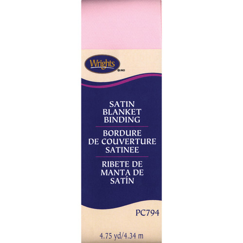 Wrights Single Fold Satin Blanket Binding 2"X4.75yd-Light Pink - 117-794-303 - 070659894961