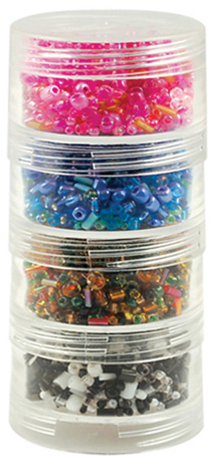 Craft Medley Bead Storage Screw-Stack Canisters 4/Pkg-1.875"X1" - PB811 Craft Medley Bead Storage Screw-Stack Canisters 4/Pkg-1.875"X1" - PB811