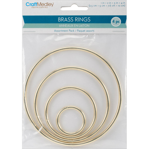 Craft Medley Brass Rings 4/Pkg-1", 2", 3" & 4" - WR099 - 775749113747