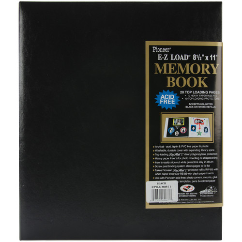 Pioneer Leatherette Post Bound Album 8.5"X11"-Black MB811-60667 - 023602606678