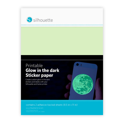 Silhouette Printable Sticker Paper 8.5"X11" 2/Pkg-Glow-In-The Dark MEDGITD - 814792019009