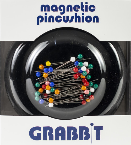 Grabbit Magnetic Pincushion W/50 Pins-Black - 1215 - 081196021215