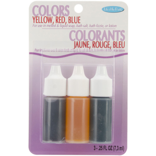 Life Of The Party Liquid Soap Dye 0.25oz 3/Pkg-Red, Yellow & Blue - 530-01 - 649979530011