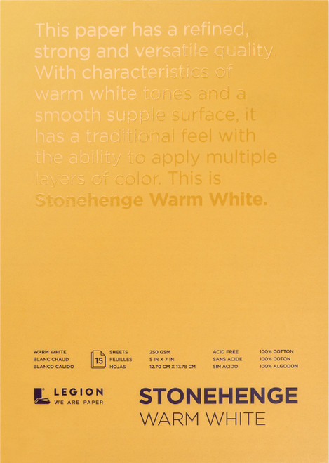 Stonehenge Paper Pad 5"X7" 15 Sheets/Pkg-Warm White 90lb -SWWP5X7 - 645248440678